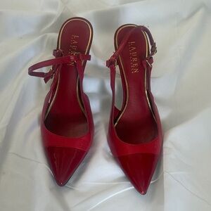 LAUREN Ralph Lauren Red Pointed Slingback Heels